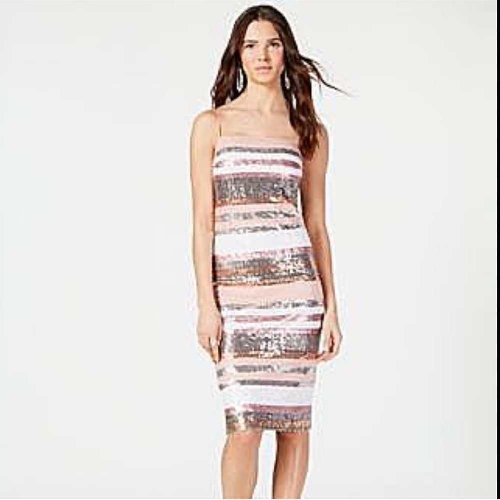 NWT | Vince Camuto | Sequin Midi Shift Dress | Color Blush Pink, Women | Size: 4